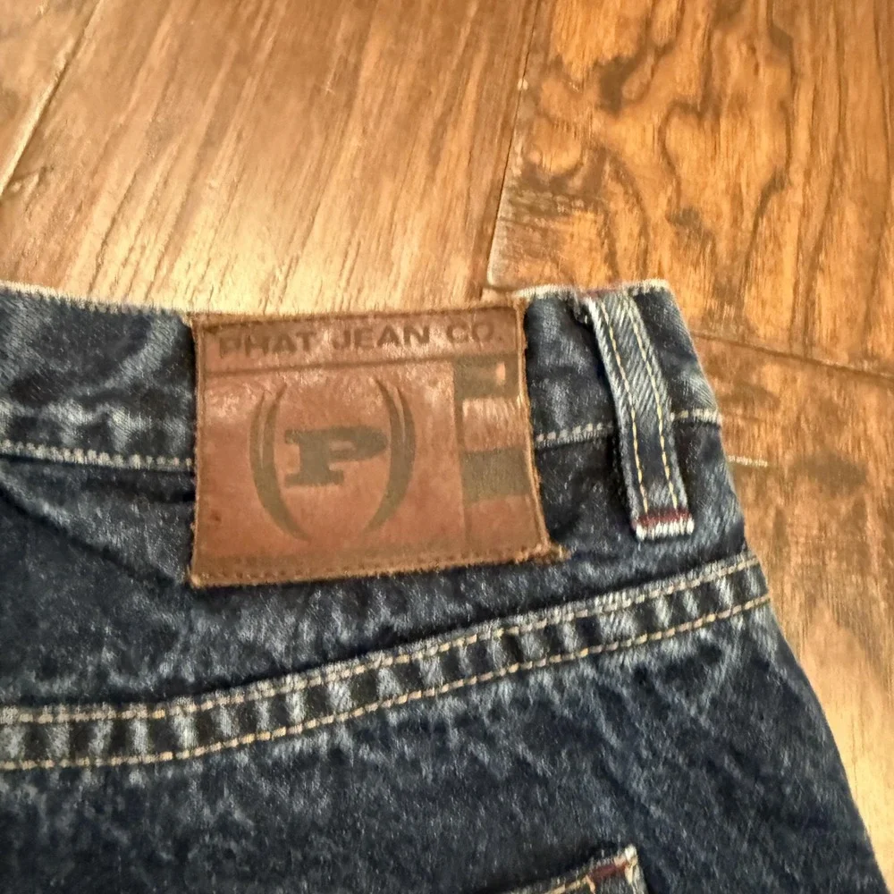 Vintage Phat Farm Jeans Mens 32x34 Blue White Ombre Script Baggy Y2K Streetwear